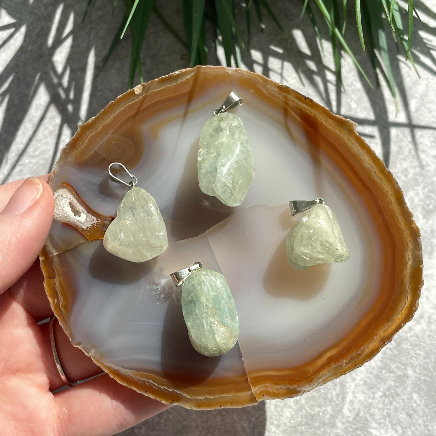 Tumbled Mini Pendant - Aquamarine LIGHT Tumbled Mini Pendant - Aquamarine LIGHT